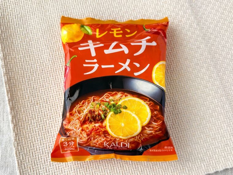 カルディレモンキムチラーメン 117gのパッケージ