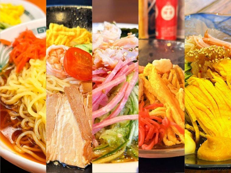 中華チェーン店の冷やし中華が並んでいる様子