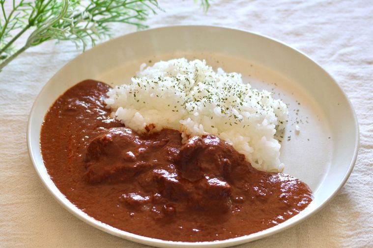 鶏肉のチョコレートソース煮と白米