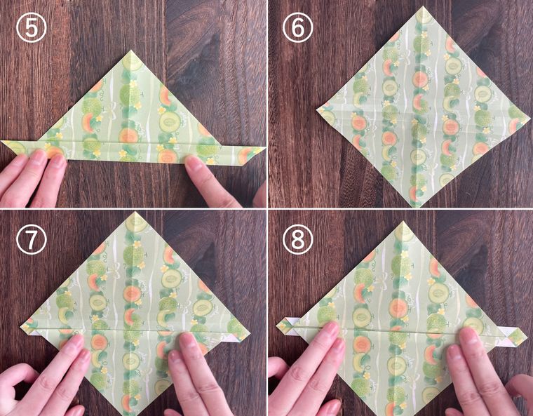 折り紙でバッグを作る手順を写真で説明