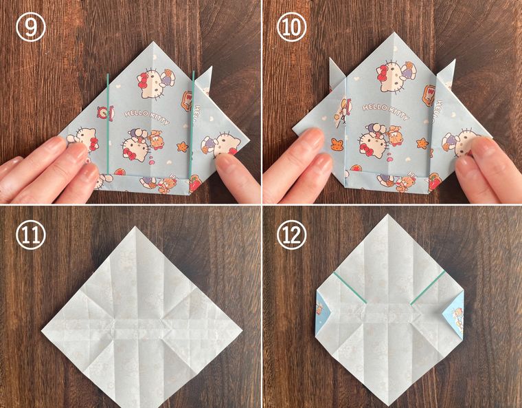 折り紙でバッグを作る手順を写真で説明