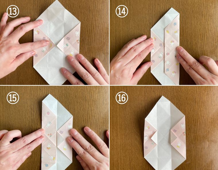 折り紙でバッグを作る手順を写真で説明