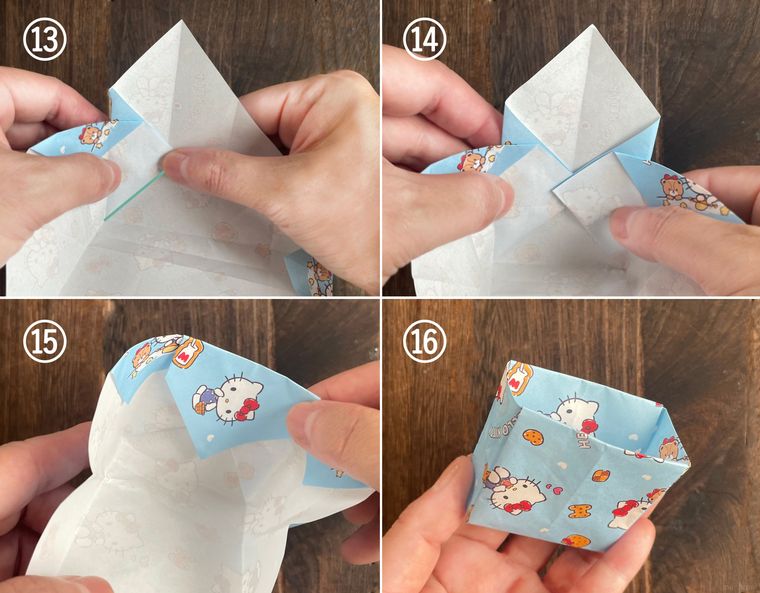 折り紙でバッグを作る手順を写真で説明