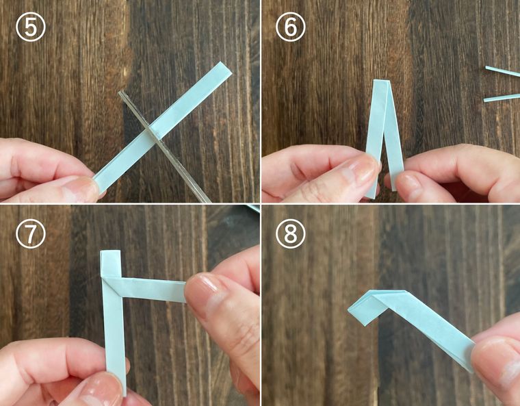 折り紙でバッグの持ち手を作る手順