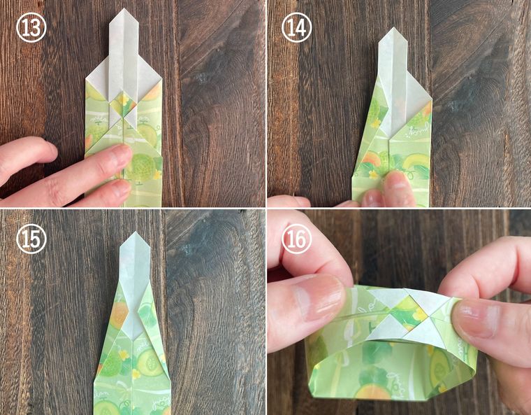 折り紙でバッグを作る手順を写真で説明