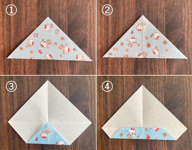 折り紙でバッグを作る手順を写真で説明