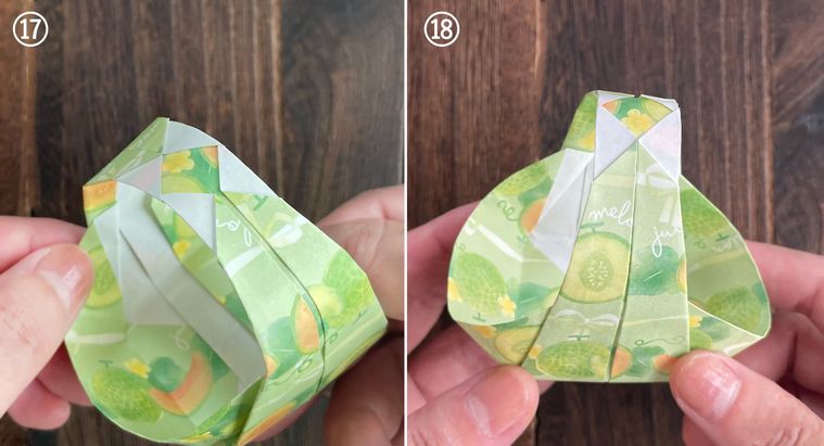 折り紙でバッグを作る手順を写真で説明