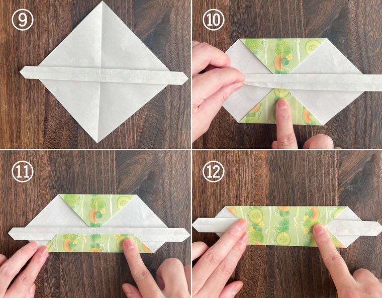 折り紙でバッグを作る手順を写真で説明