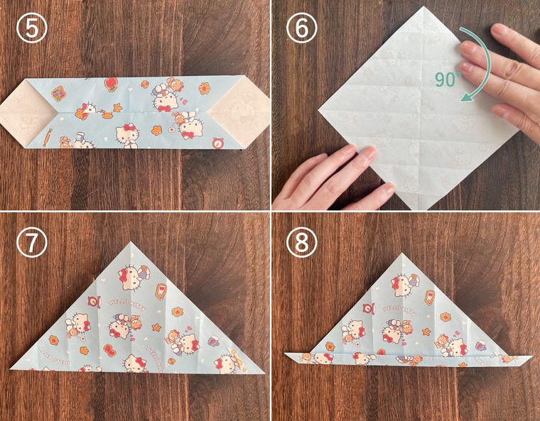 折り紙でバッグを作る手順を写真で説明