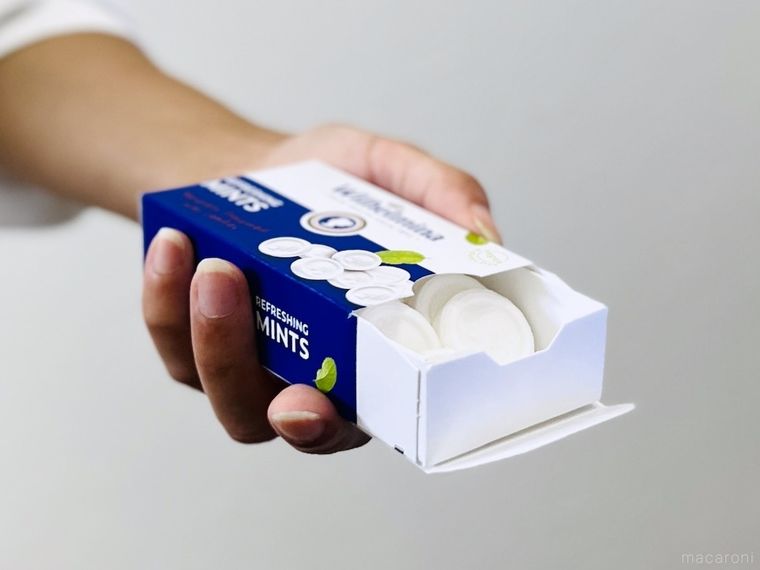 カルディのフォルトゥン ウィルヘルミナ ミントを人に差し出している様子