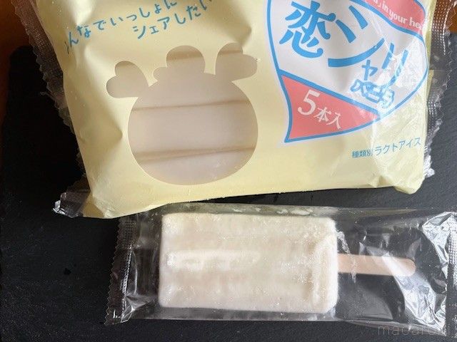 プレートの上に置かれた棒付きバニラアイス