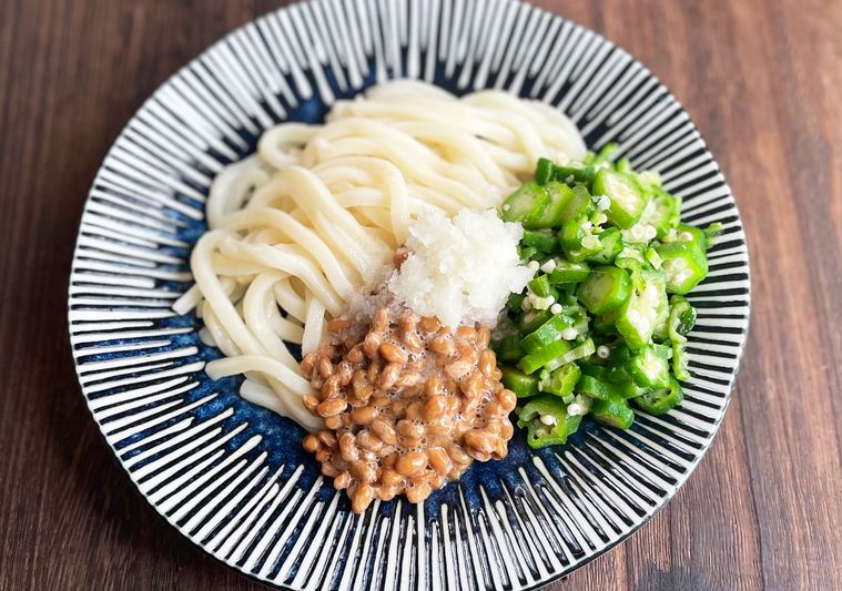 業務スーパーの食材で作ったオクラ納豆おろしうどん
