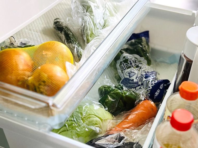 ペットシーツを敷いた野菜室