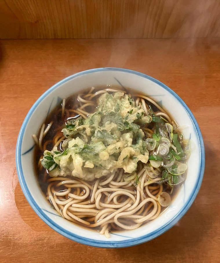 かけそば、春菊天