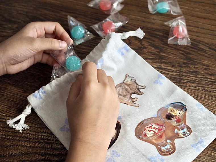 アイロンで写真を転写した巾着