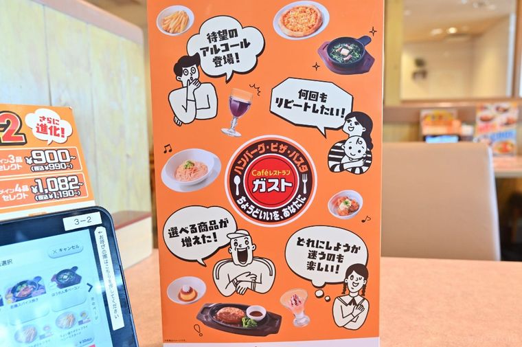 ガストフィットメニュー2のメニュー表