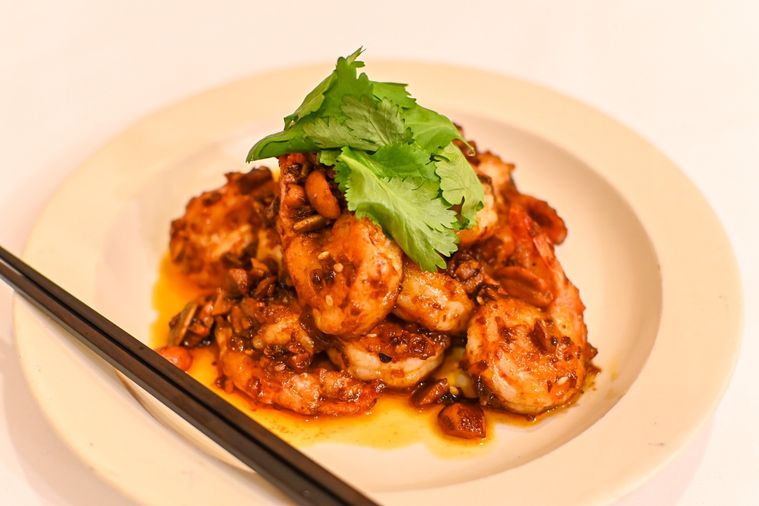 海老料理のアップ