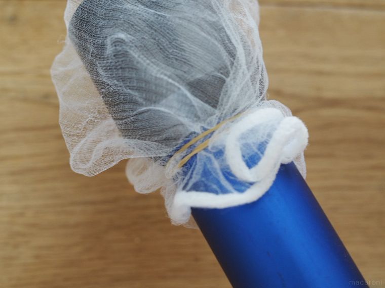 輪ゴムで留めたところ