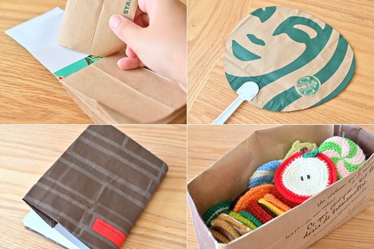 紙袋を活用した4つのアイデアのコラージュ画