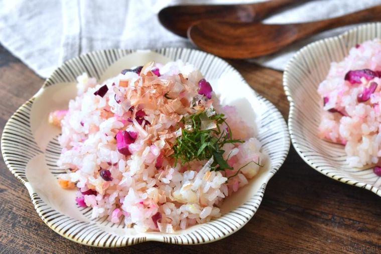 皿に盛ったしば漬け炒飯