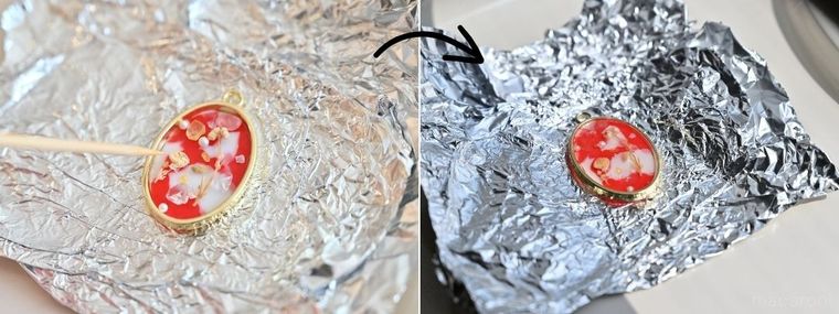 空枠をデコって日なたで硬化させている