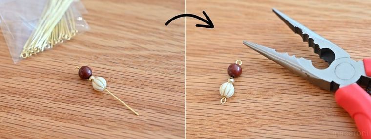 9ピンを使って作ったパーツとペンチ