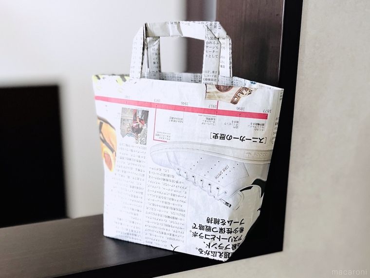 新聞紙で作ったエコバッグ