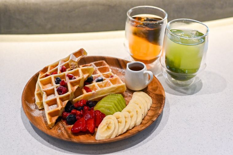 ワッフルとドリンク