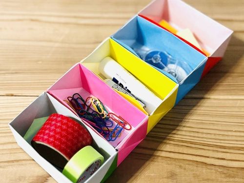 折り紙で作るつながる箱が収納に便利ハサミとのりだけで完成