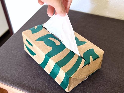 スタバの紙袋をティッシュケースに変える詰め替えもできるおしゃれな作り方