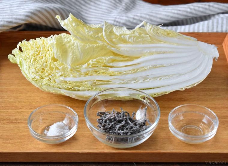 白菜の漬物の材料4種