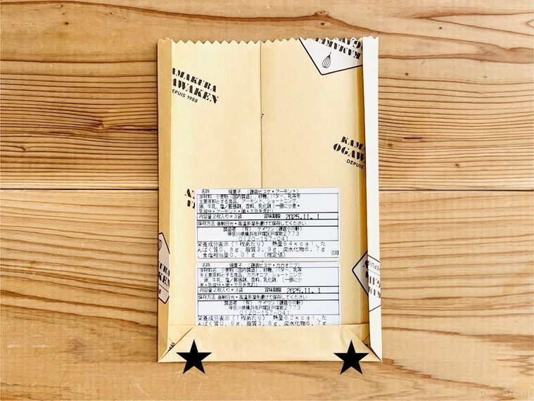 お菓子の包装紙の両サイドを折った様子