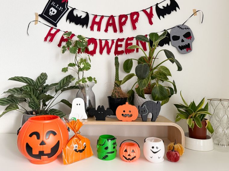 ダイソーのアイテムで飾り付けたハロウィンのデコレーション