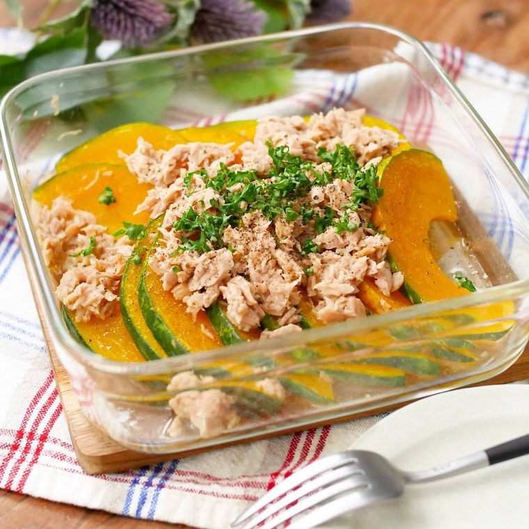 レンジで簡単かぼちゃのオイル蒸し