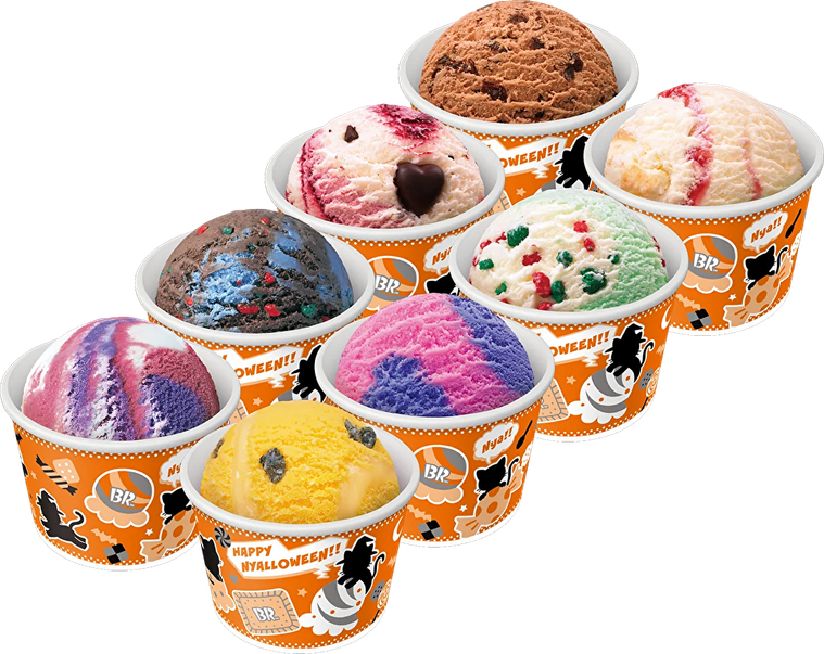 カップのアイスが並んでいるところ