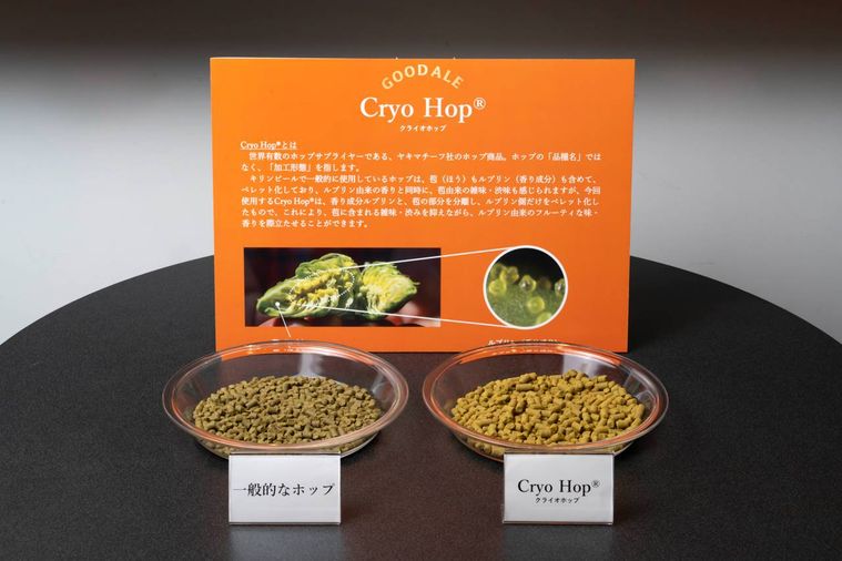 一般的なホップとクライオホップが並んでいる