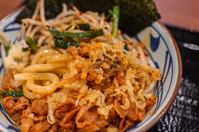 うどんに天かすをのせたところ