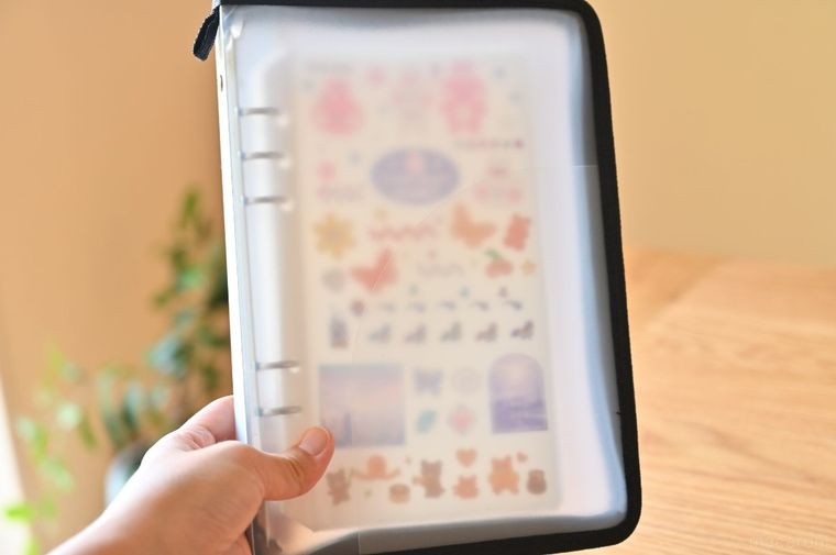 閉じたジッパー付きファイルを手に持っている