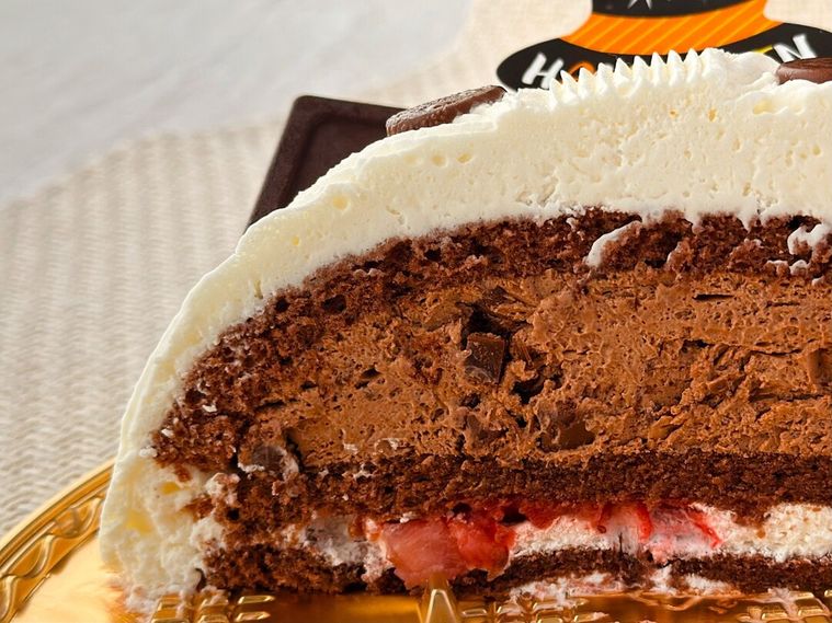 ハロウィン 魔女ネコちゃんのデコレーション16cmの断面