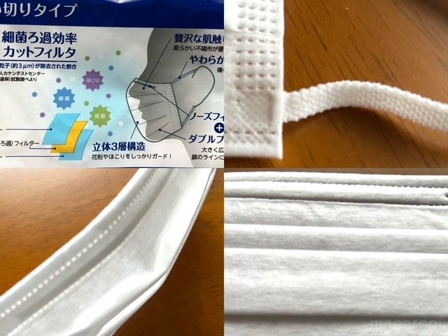 やわらかなマスクのゴム、ノーズフッター、布の表面