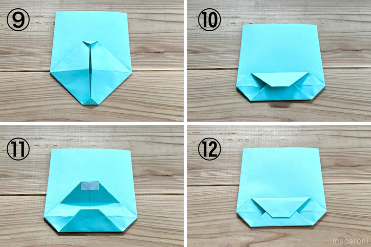 画用紙で紙袋を作っている工程画像のコラージュ