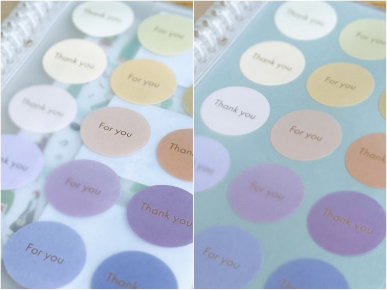 シール帳にシールを収納した様子