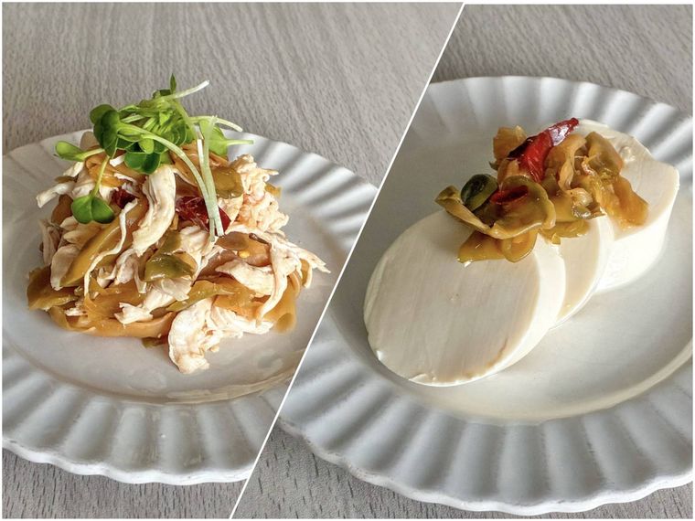 ザーサイのサラダとカプレーゼのコラージュ画像