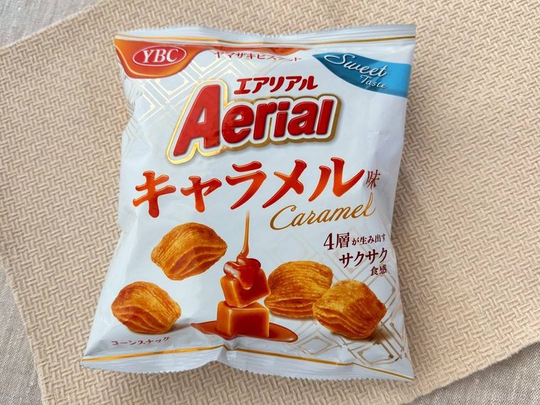 ヤマザキビスケット エアリアル キャラメル味のパッケージ