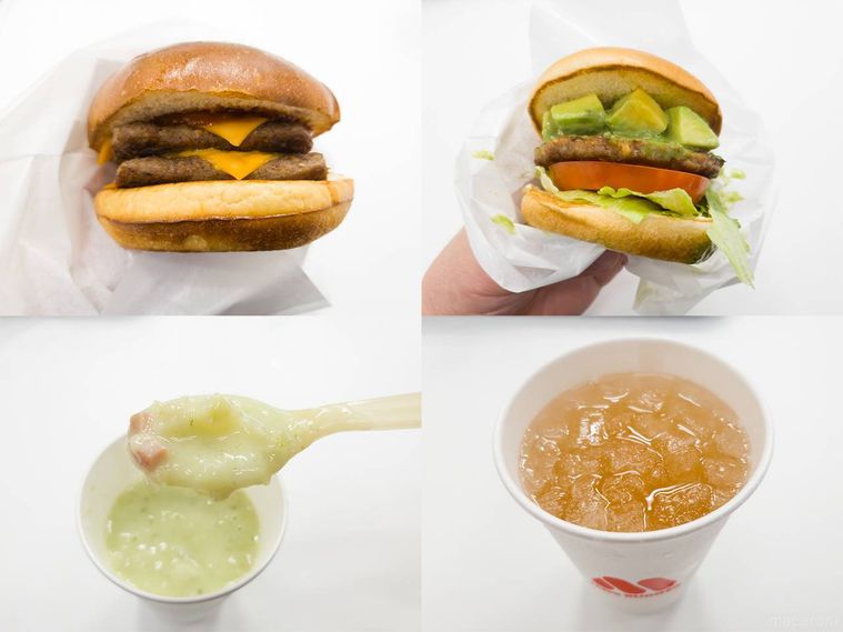 モスバーガーの期間限定メニュー4品のコラージュ