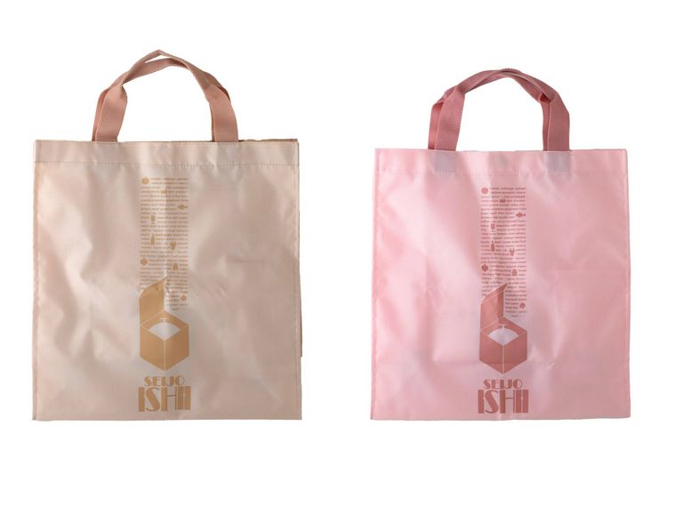 成城石井 ショッピングバッグのライトシナモンとパールピンク