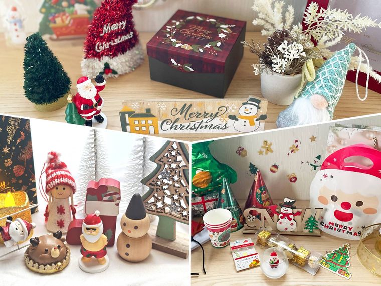 100均クリスマスグッズのコラージュ画
