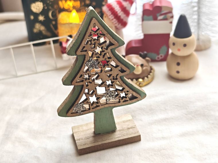 ナチュラルウッドグリッタースターツリー