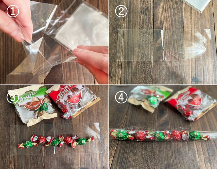 リース風ラッピングの手順をコラージュで紹介