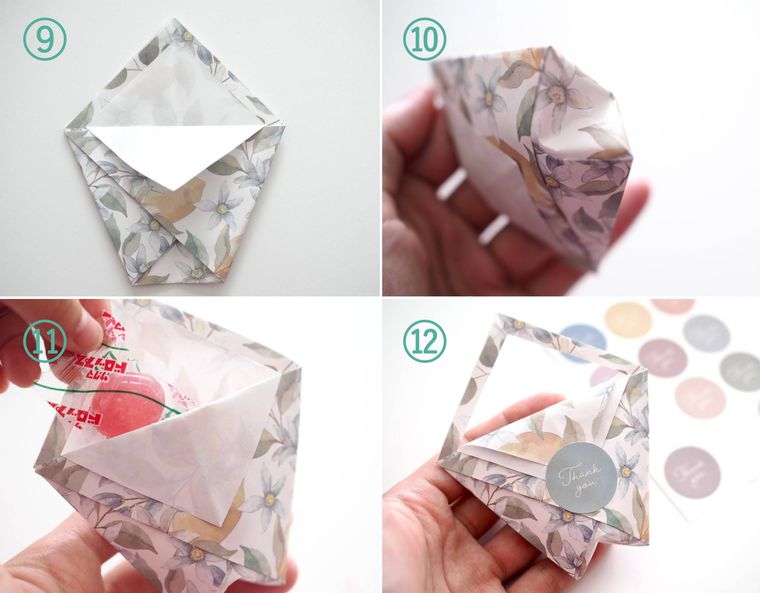 バッグ風ラッピングの手順をコラージュで紹介